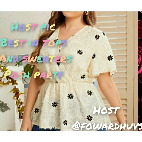 V-neck Plus sz 16 18 20 baby doll Lace blouse - Picture 3 of 16